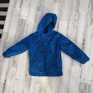 Columbia Boys Size XS 6/7 Winter Coat Blue Full Zip & Snaps Hooded Jacket